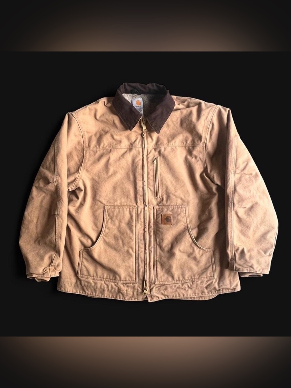Vintage Y2K Carhartt C61 Brown Sherpa Lined Jacket men’s size XL